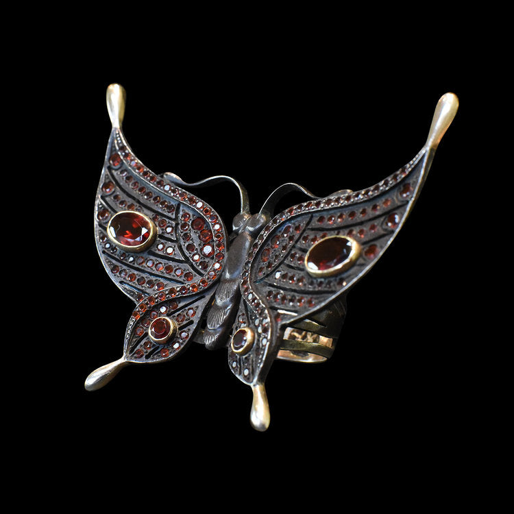 Garnet Black Butterfly Ring