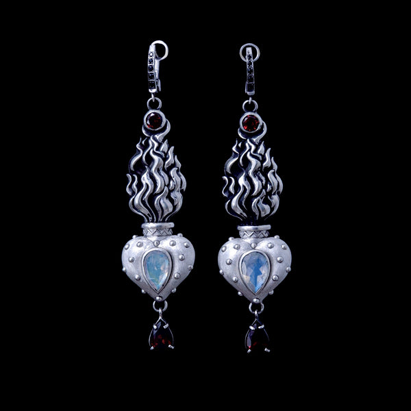 Sacred Heart Silver Earrings