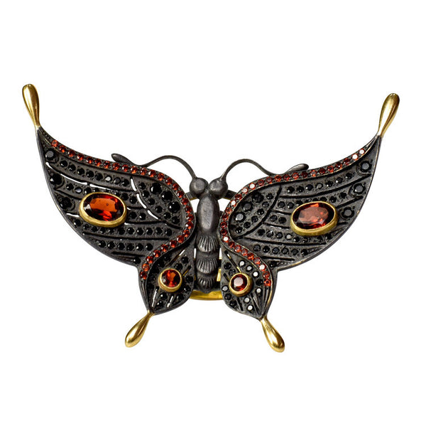 Garnet & Spinel Black Butterfly Ring