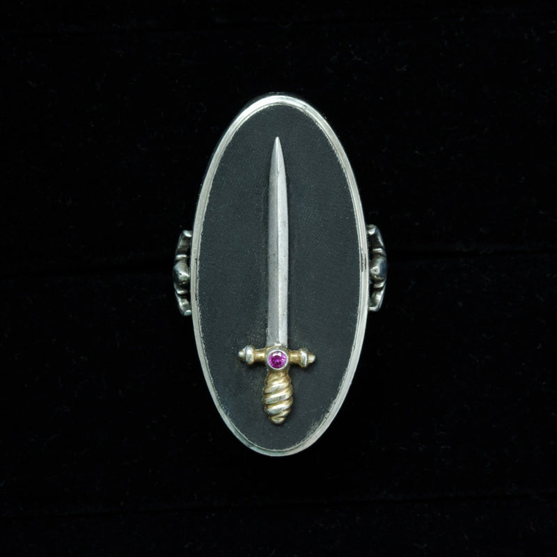 Sword Ring with a ruby