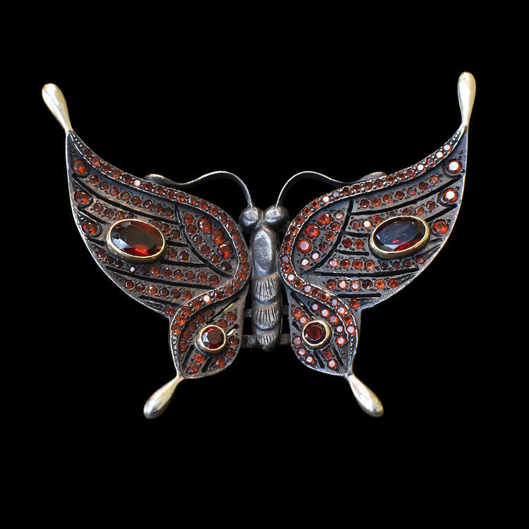 Garnet Black Butterfly Ring