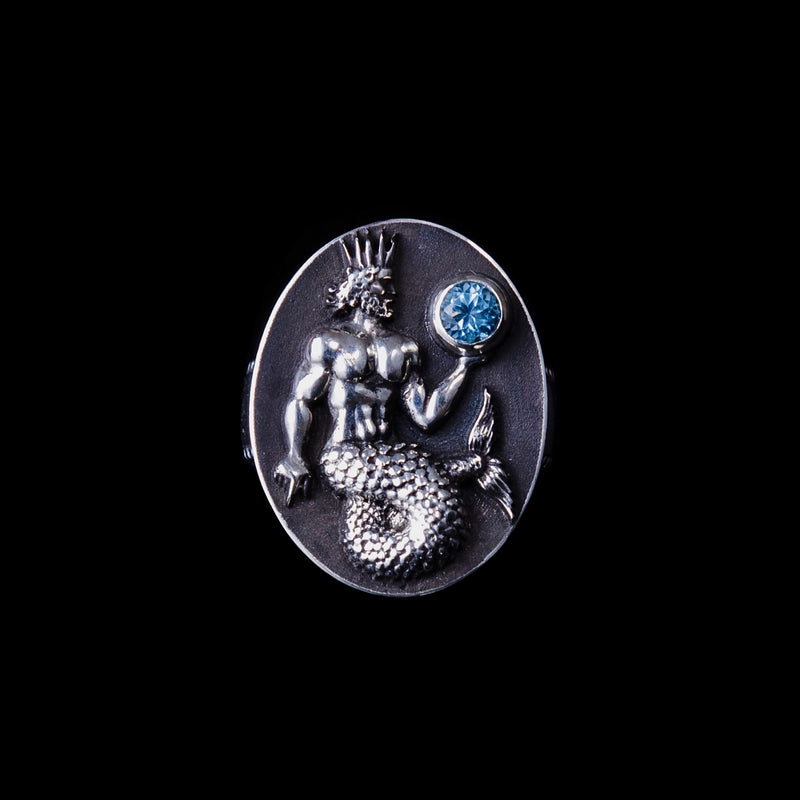Aquarius Ring with Blue Topaz Gemstone