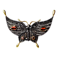 Black Spinel & Garnet Butterfly Ring