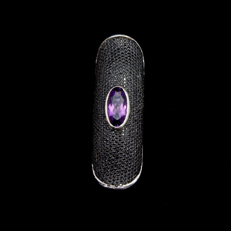 Black Dragon Scale Armor Ring with Amethyst