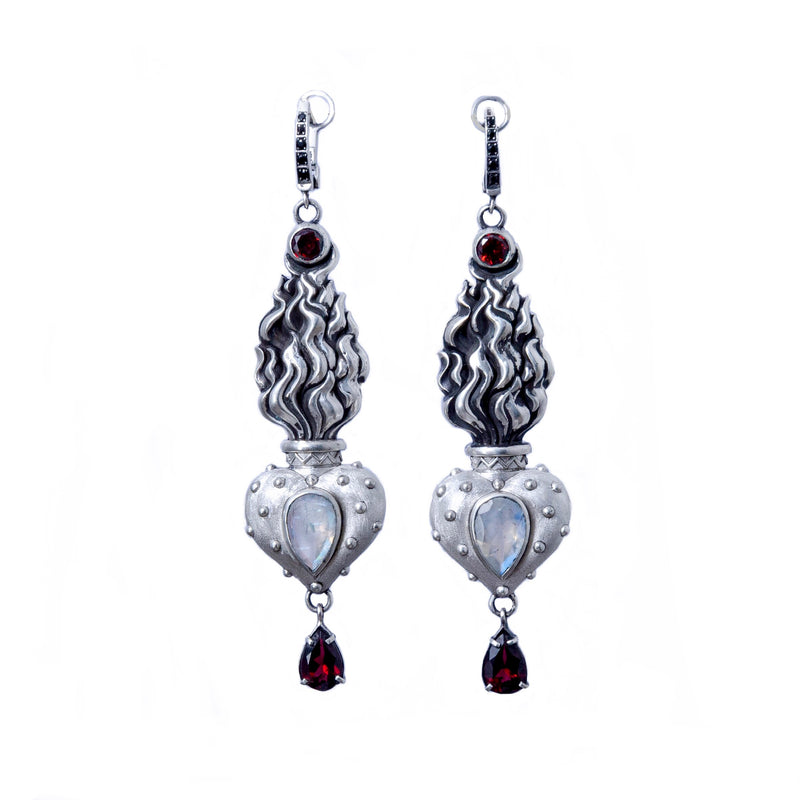 Sacred Heart Silver Earrings