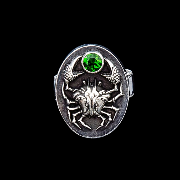 Cancer Ring with Chrome Diopside Gemstone